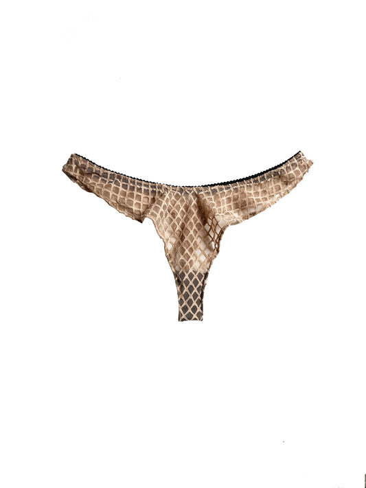 Old Money Aesthetic Serena Ruffle Thong in Nude