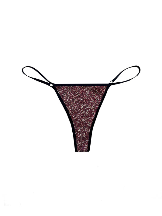 Parisian Marcia Thong Underwear with Gold Details