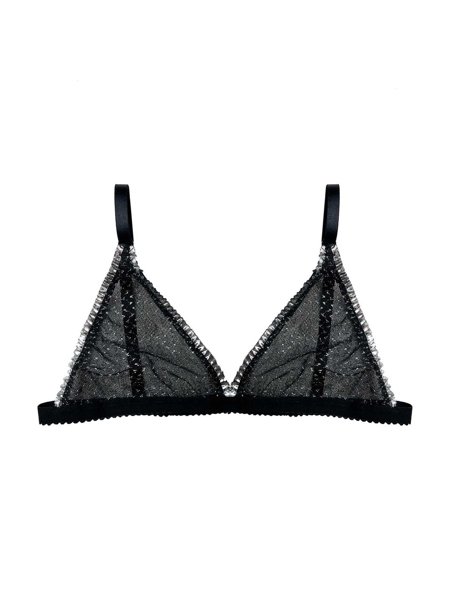 City Girl Aesthetic Amy Bralette with Silver Ruffles