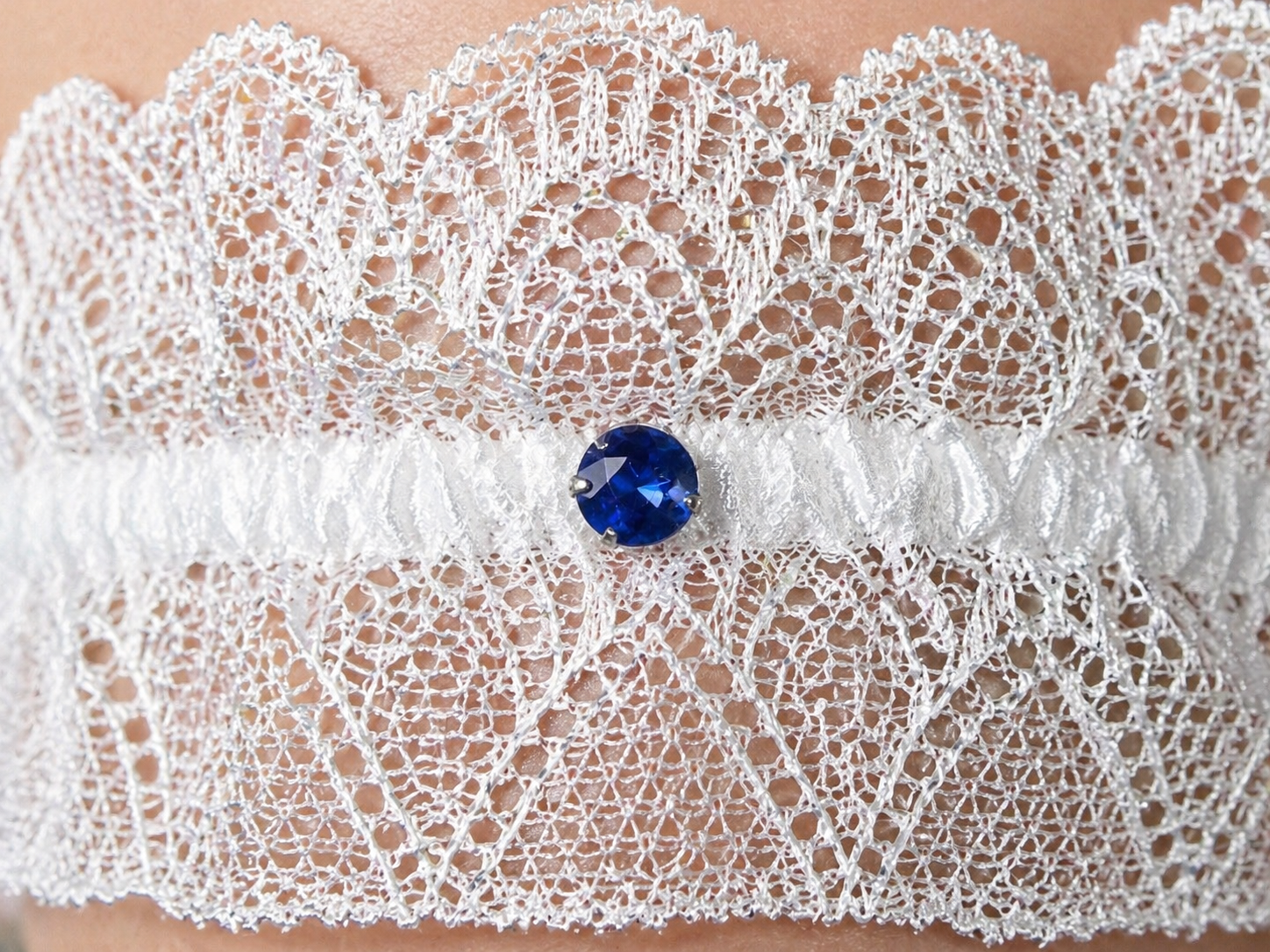 Bridal Garter with Navy Stone