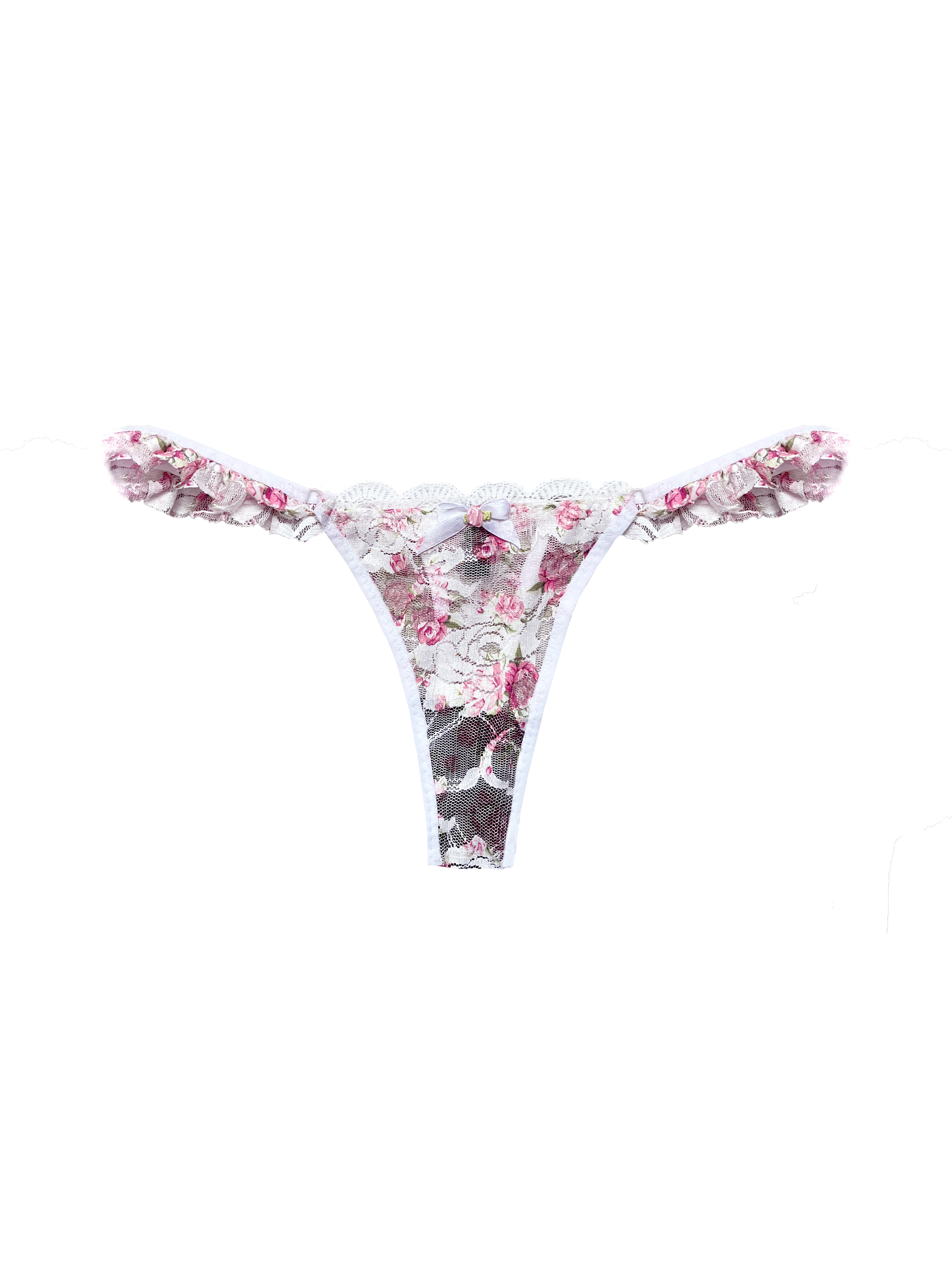 pink Floral-patterned thong on a white background