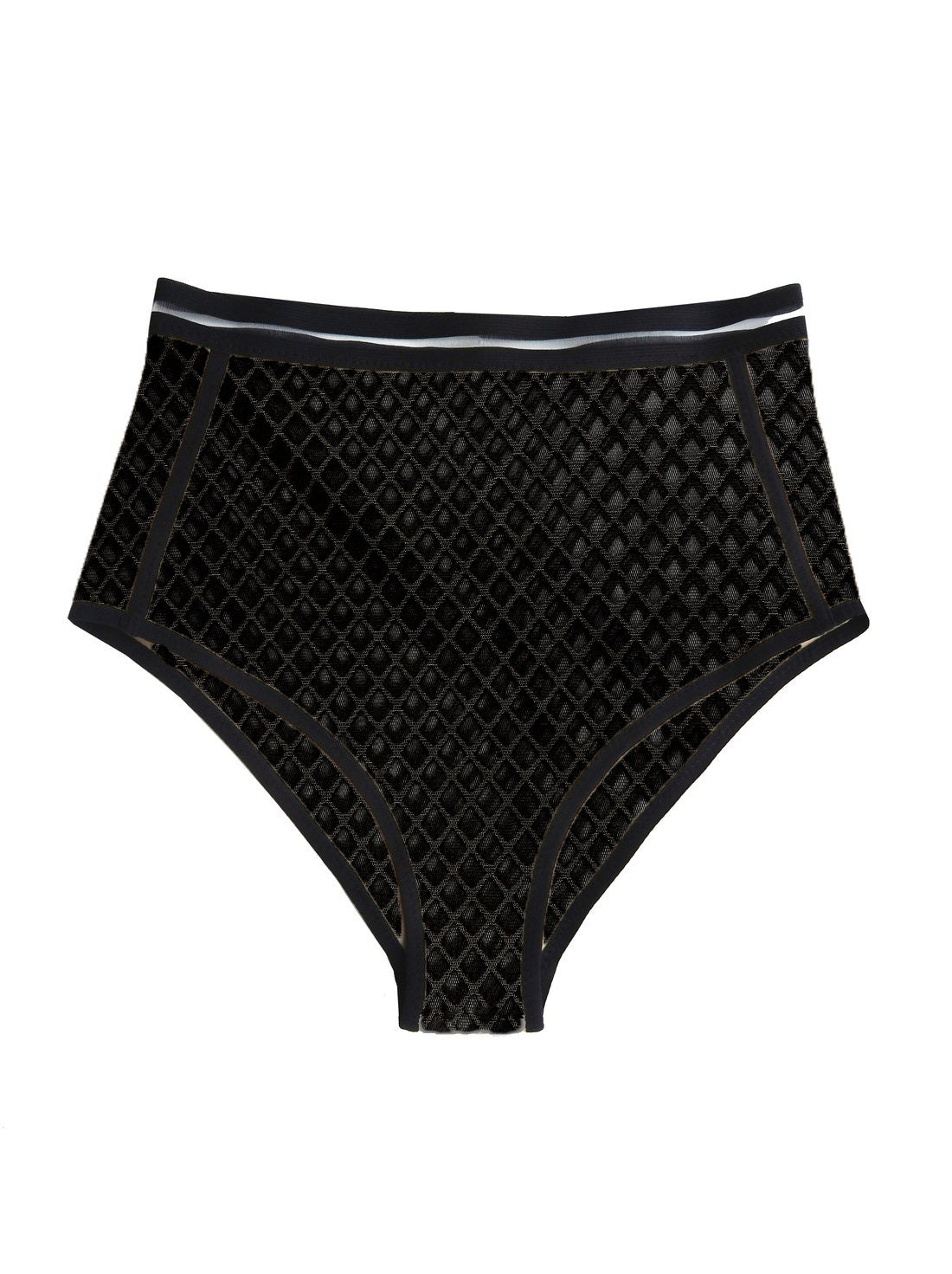 Minimalist Julien High Rise Black Underwear in Diamond Mesh