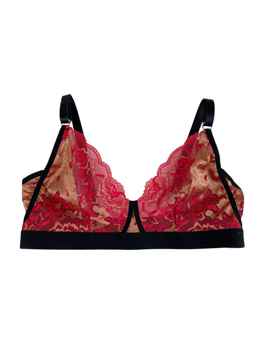Red laced with scalloped detail bralette