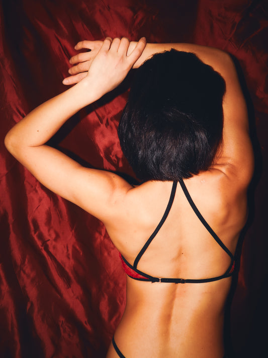 girl posing in lingerie from the back