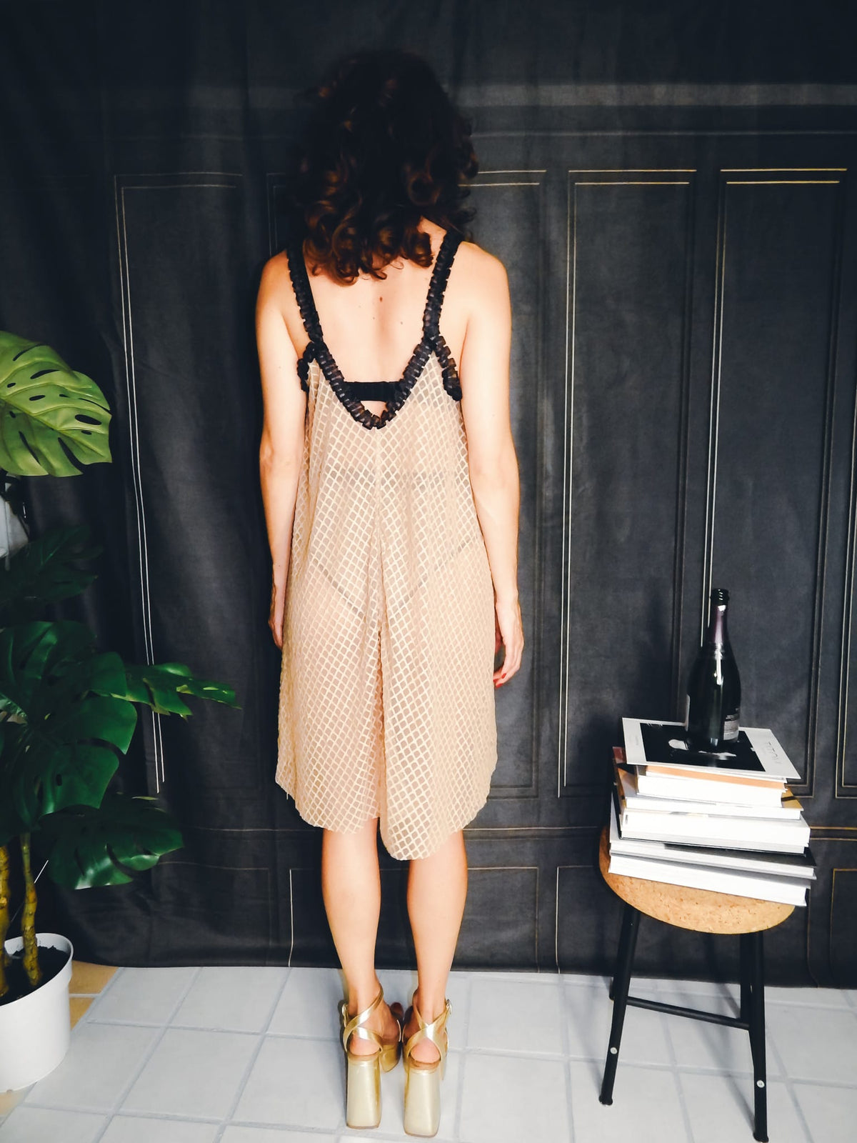 soft mesh mini slip dress in almond Amy Mesh Slip Dress – TITOV