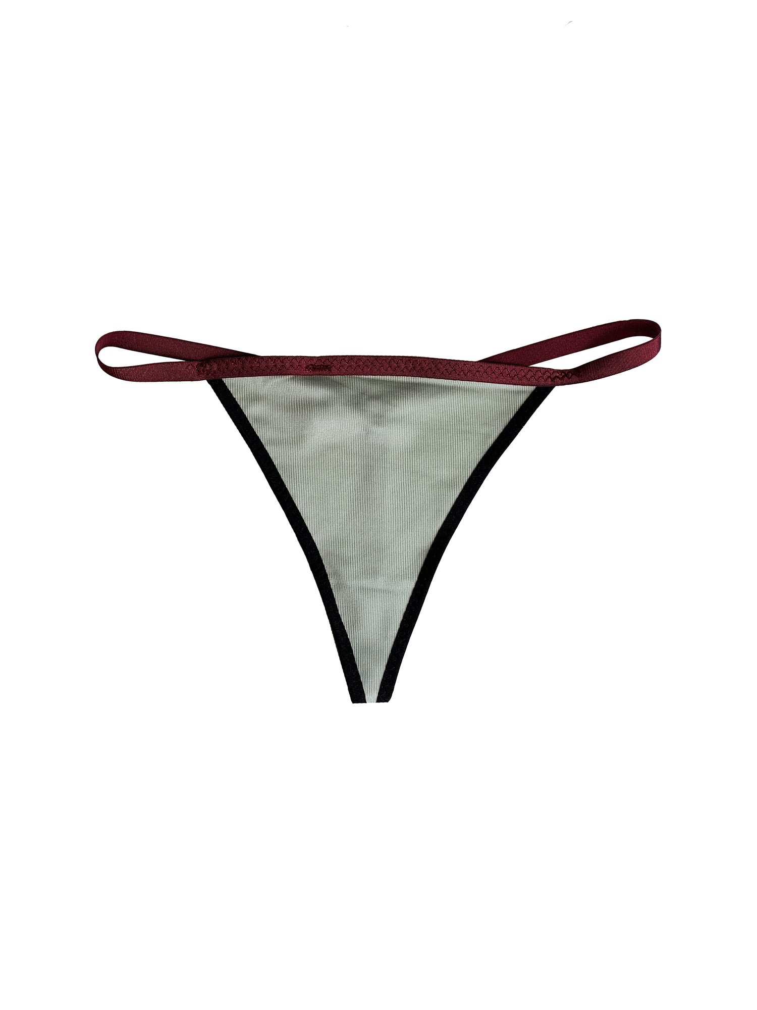 front of string thong with white backdrop