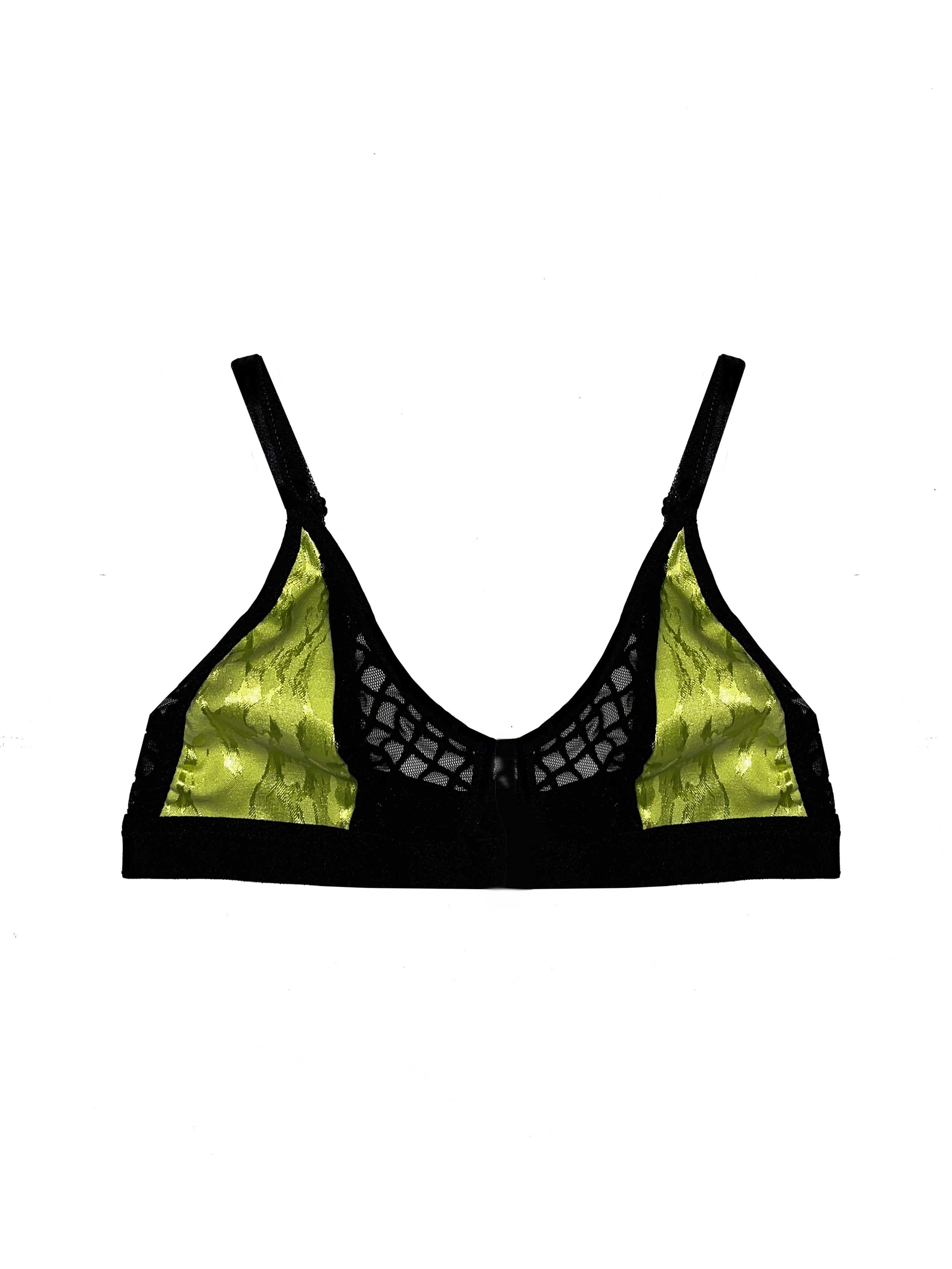 Eleanor Black & Green Lace Mesh Bralette