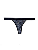 Blue Lace Thong with Floral Pattern