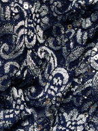 Blue Lace Thong with Floral Pattern