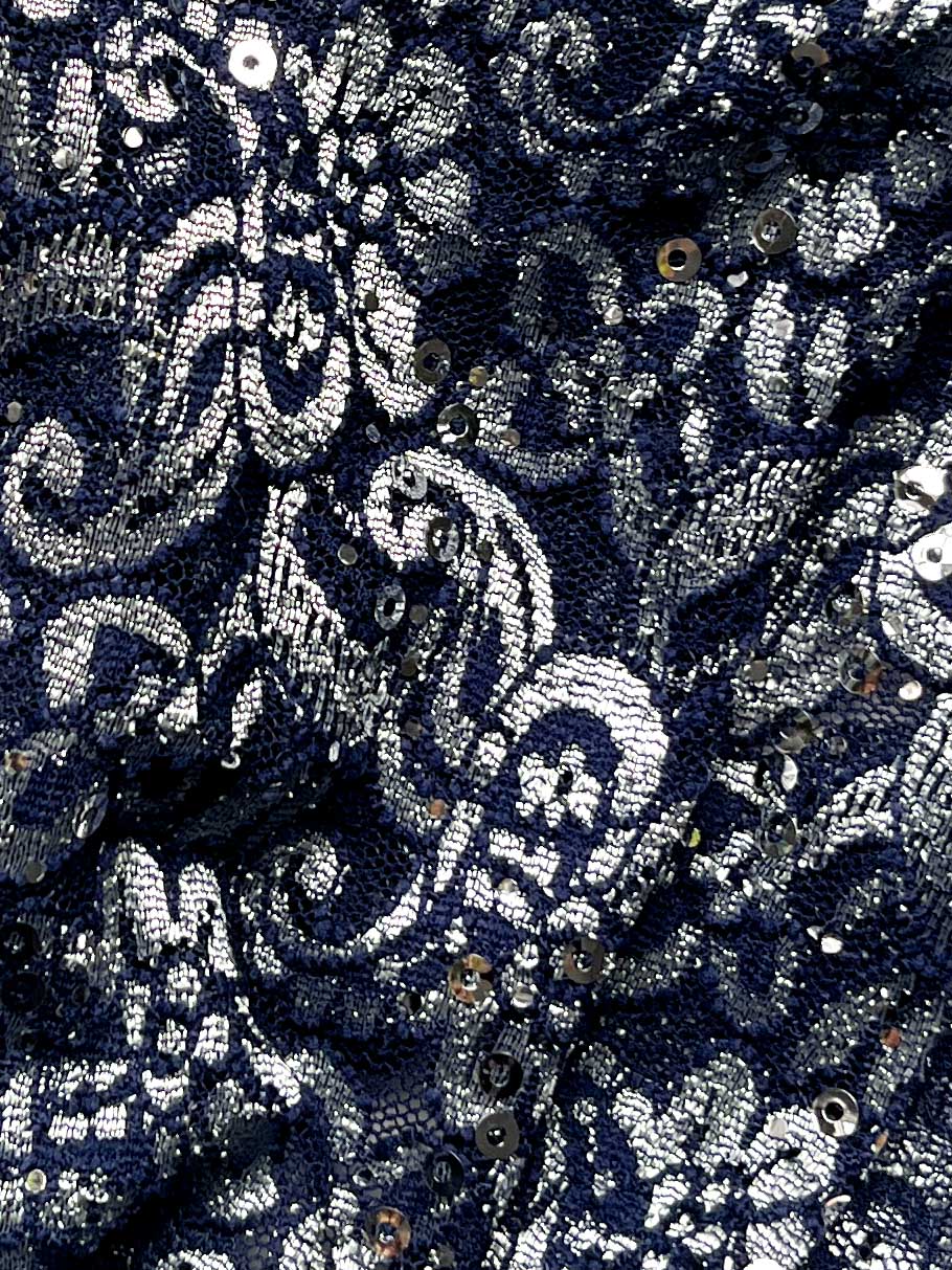 Blue Lace Thong with Floral Pattern