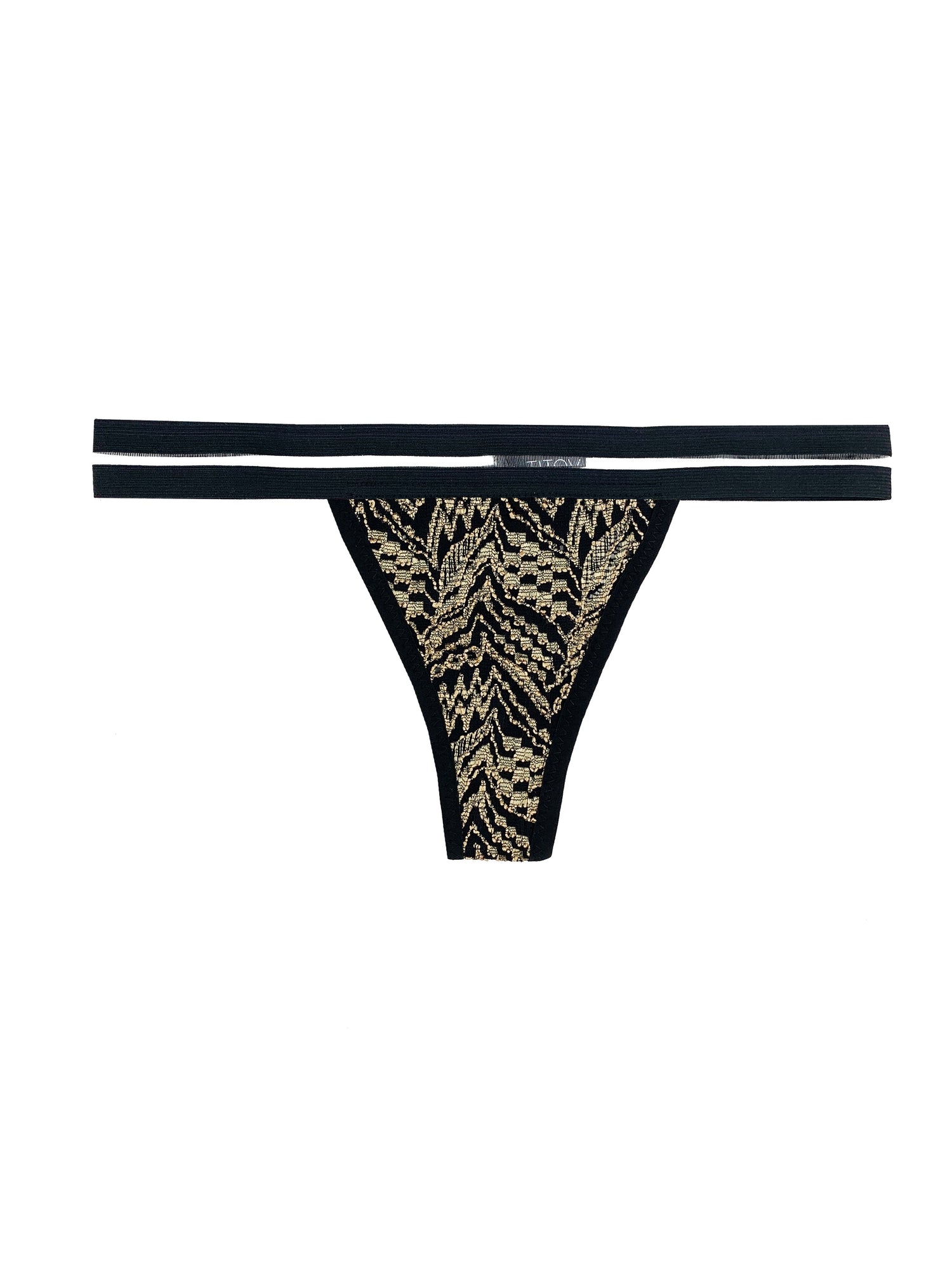 Gold detailed lace thong