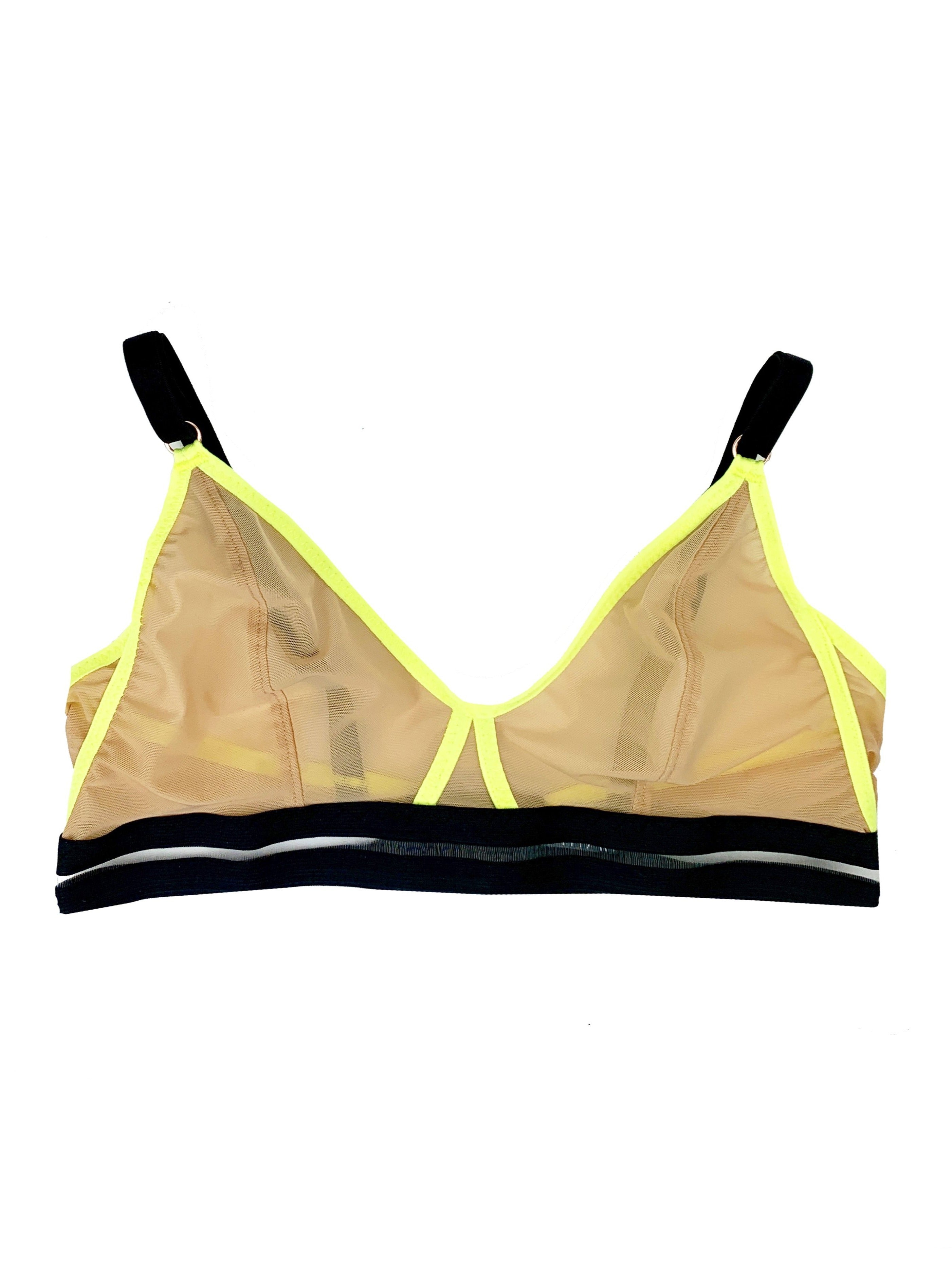 Mesh and neon trim bralette