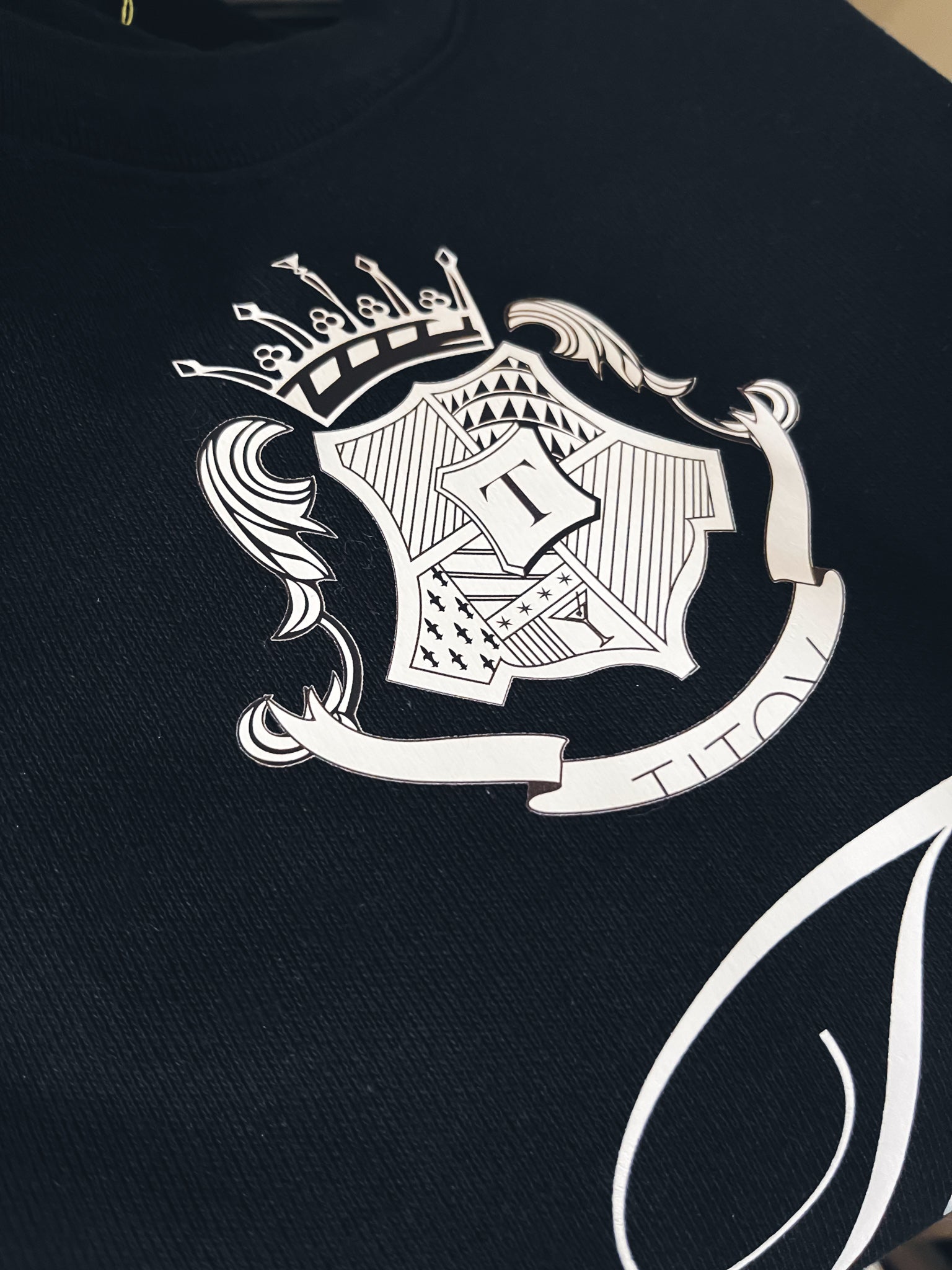 Crest Black Long Sleeve Crew Neck Sweater