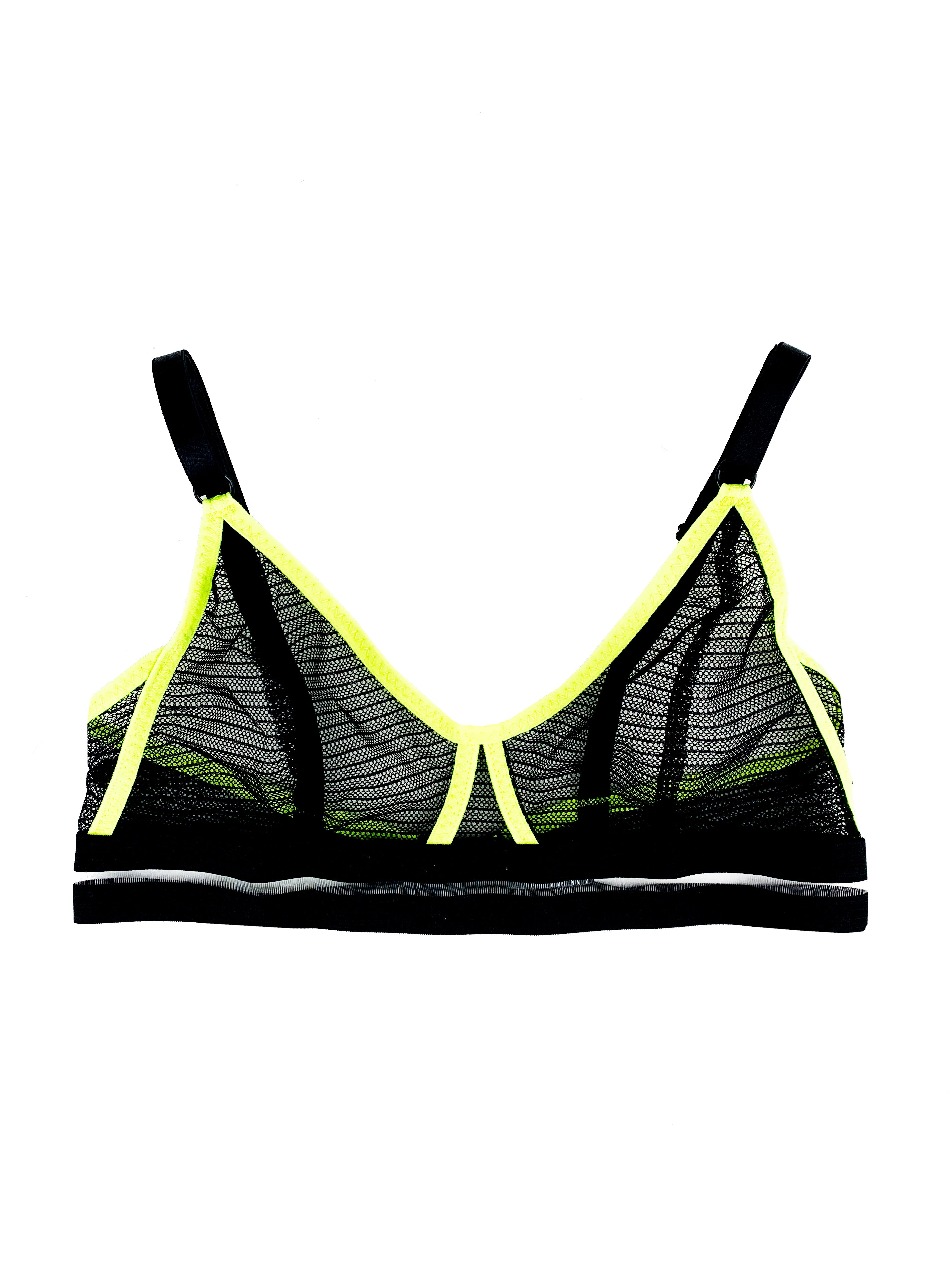 Black lace and neon trim bralette 