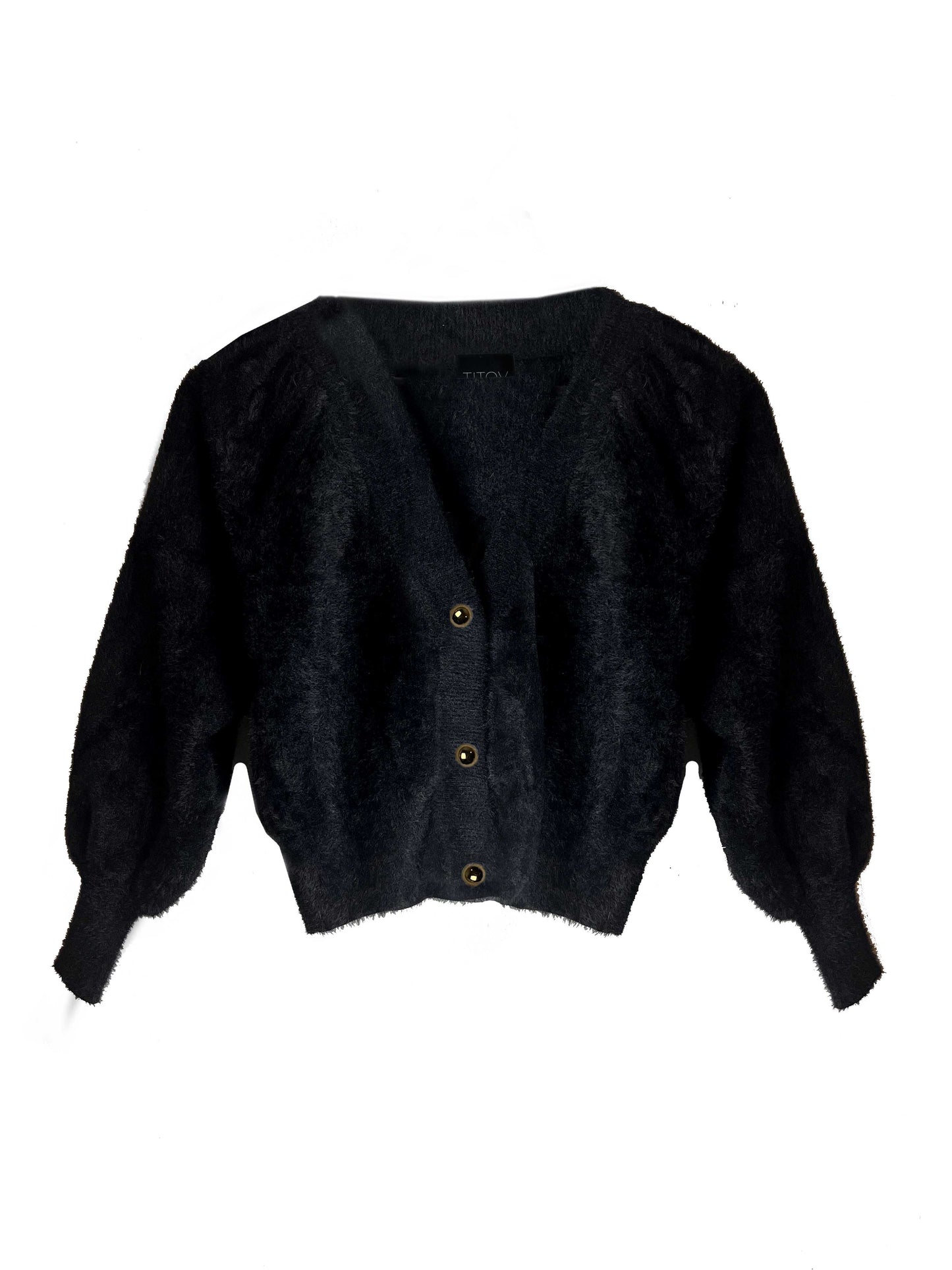 Fuzzy Cropped Sweater - Black