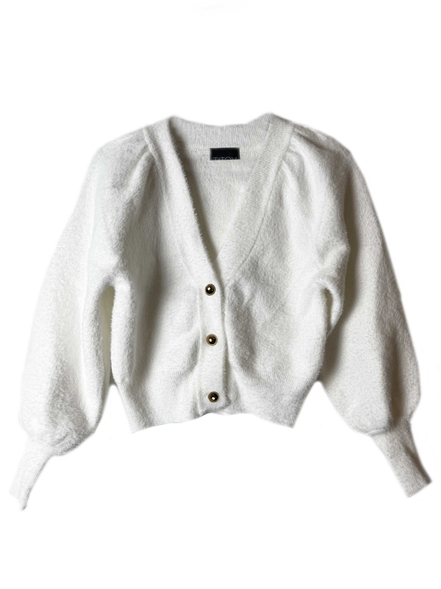 Fuzzy Cropped Sweater - White
