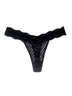 One Size Black Lace Thong