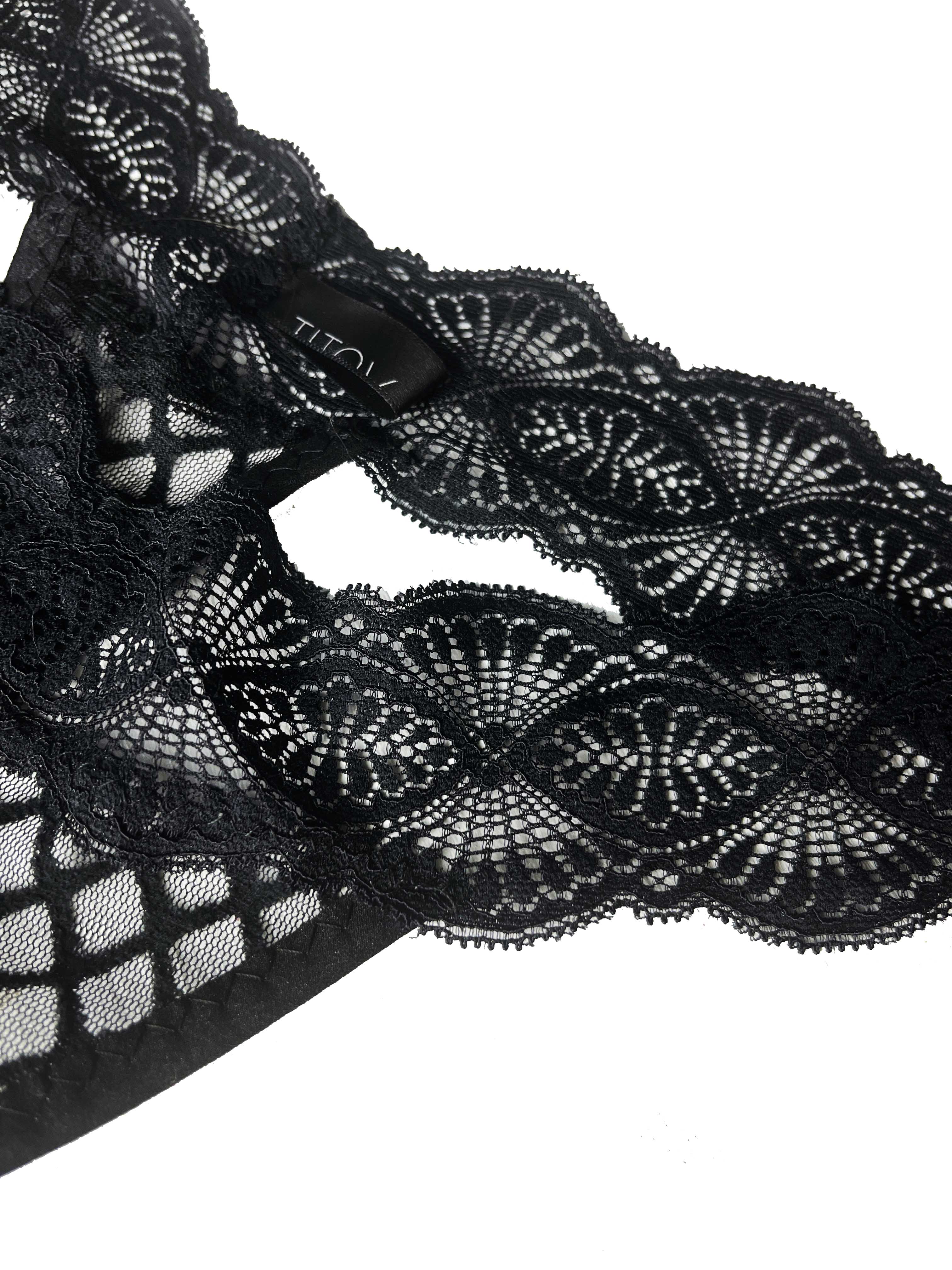 One Size Black Lace Thong