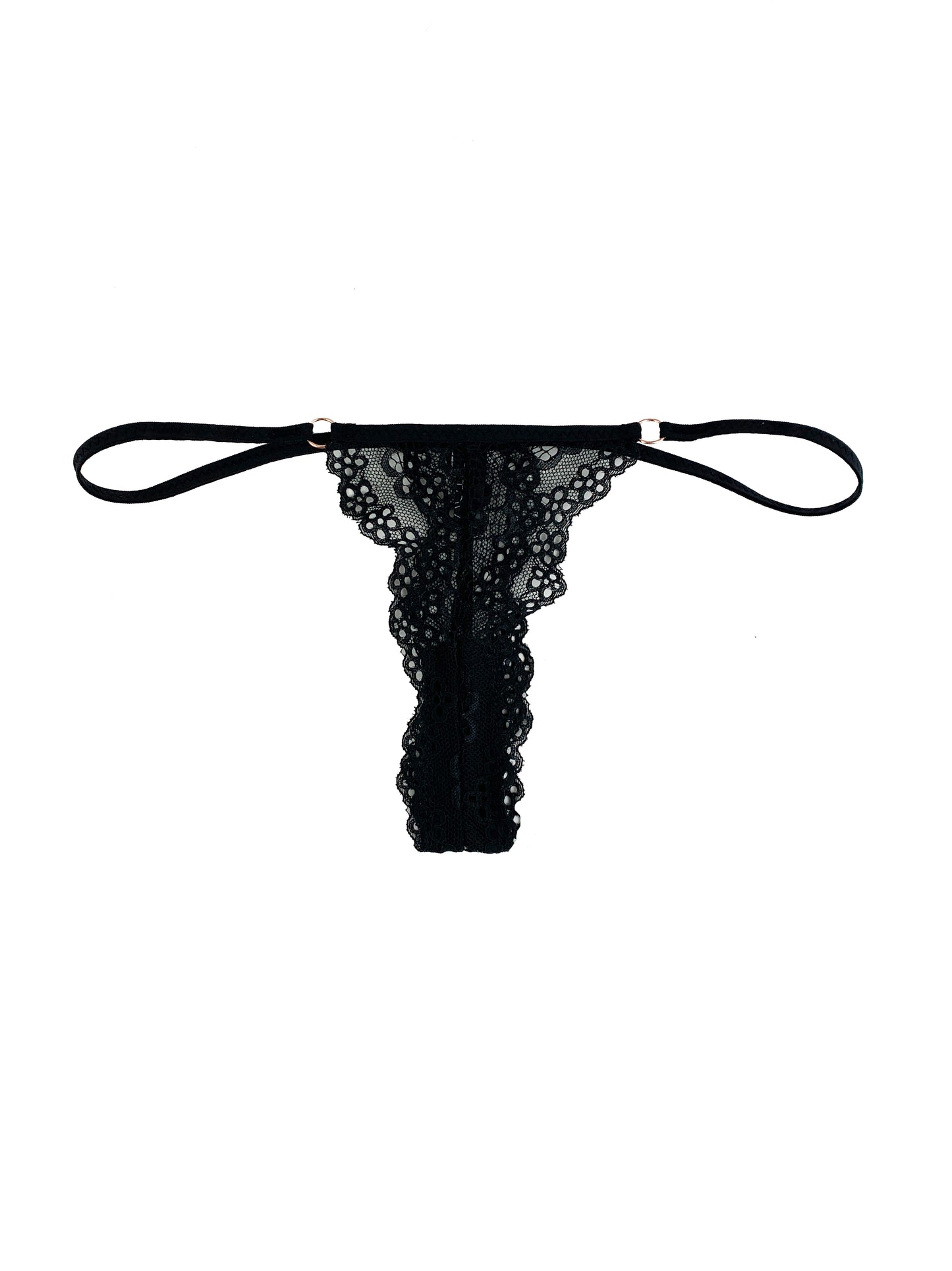 Delicate lace black string thong
