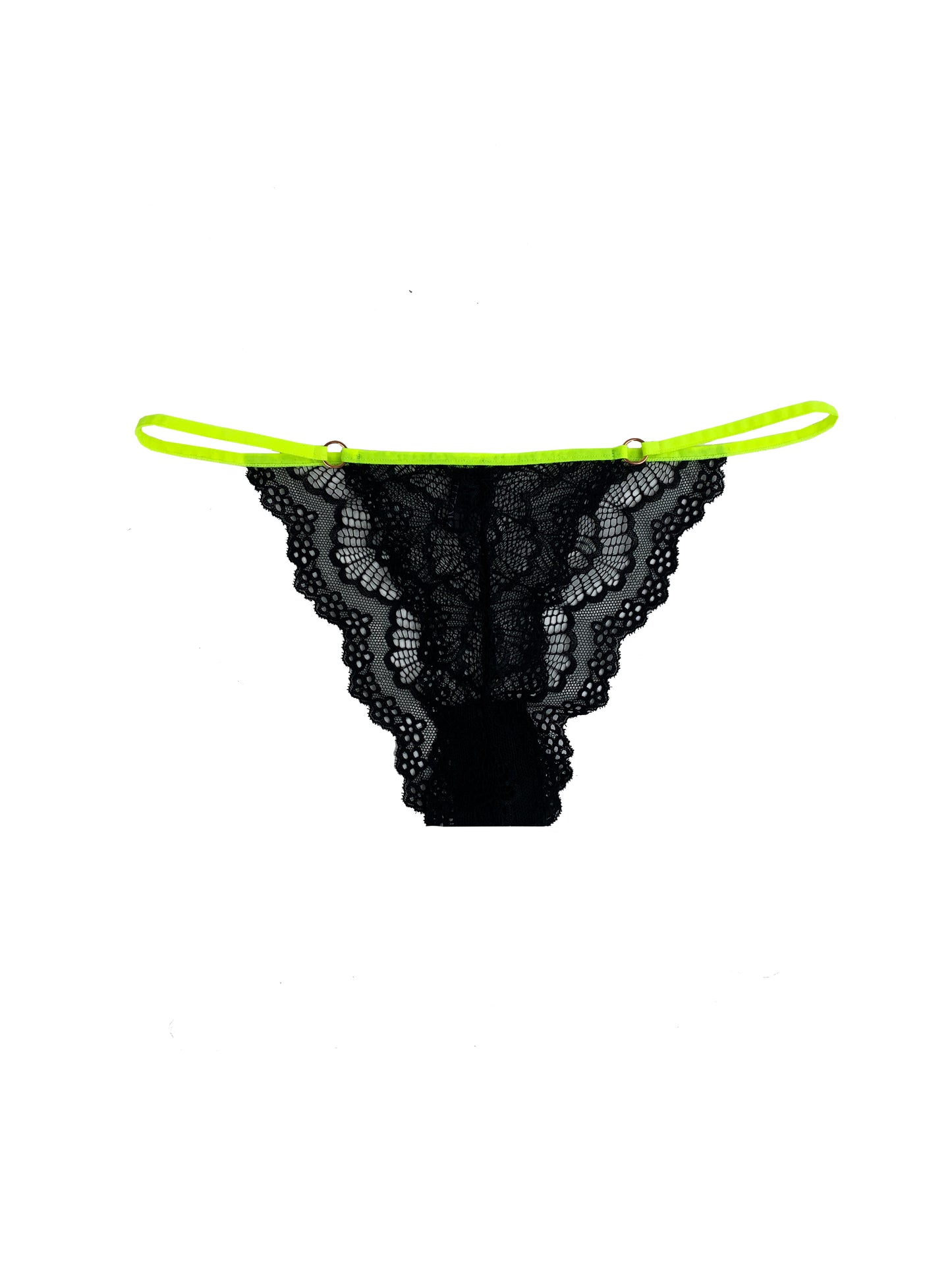 black lace underwear with neon elastic detailing