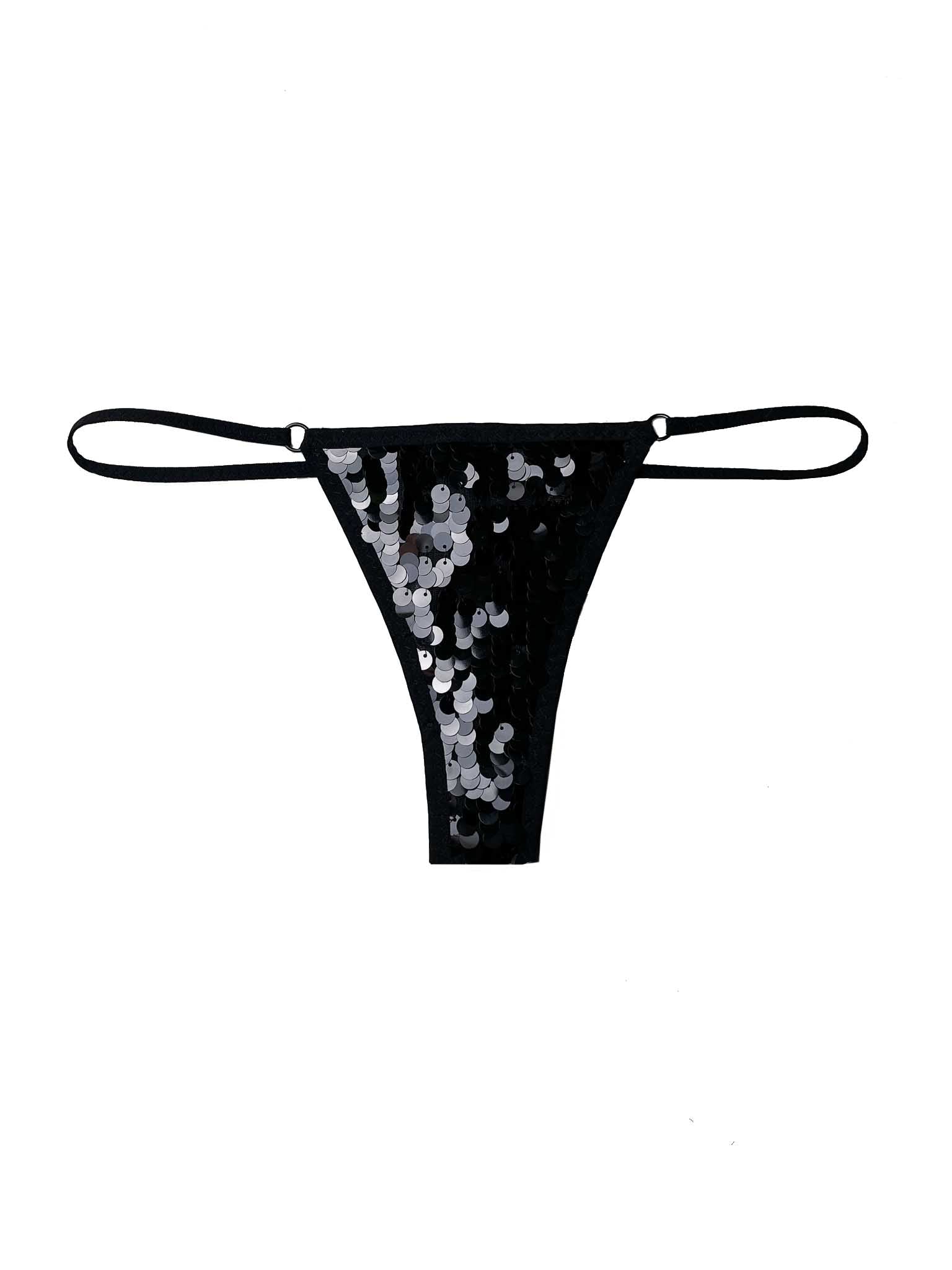 Nimisha Black Sequin Thong