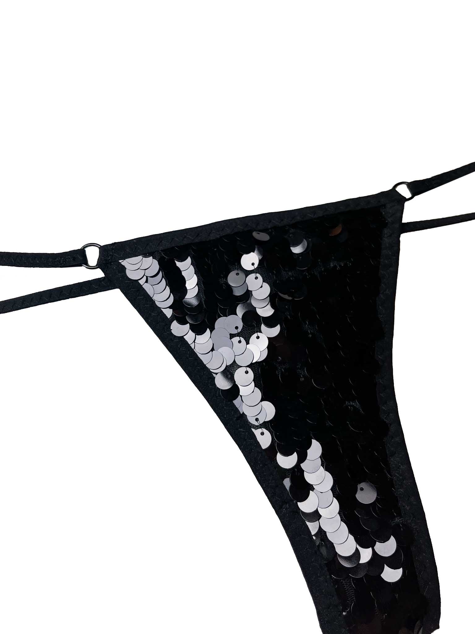 Nimisha Black Sequin Thong