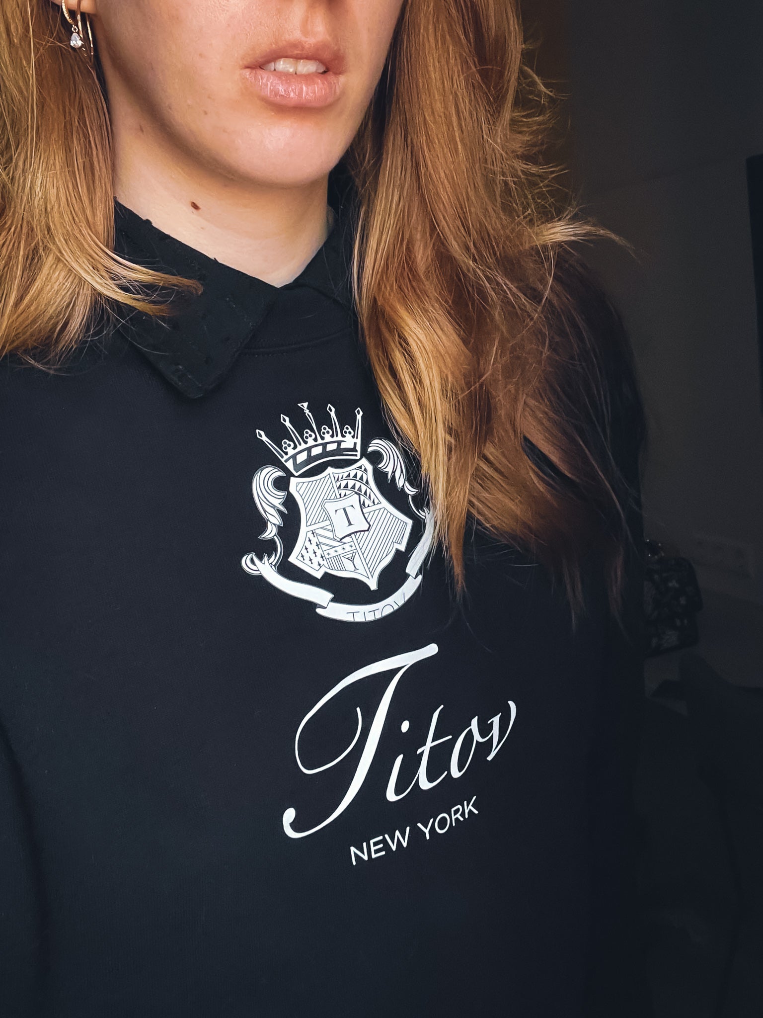 Crest Black Long Sleeve Crew Neck Sweater